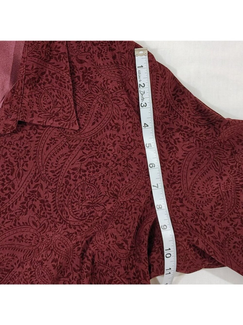 Maggie McNaughton Button Up Shirt Womens Size 18W Paisley Burgundy Long Sleeves - Picture 11 of 13